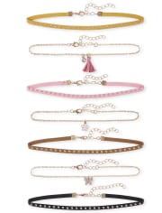 Girls Studded Choker Necklace 7-Pack