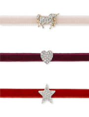 Lot de 7 colliers ras du cou en velours pour filles