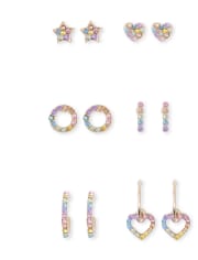 Paquete de 6 aretes con joyas para niñas