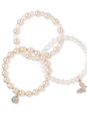 Paquete de 3 pulseras con cuentas en oro rosa para niña