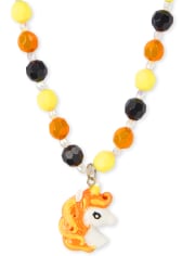 Girls Halloween Unicorn Beaded Necklace And Bracelet Set