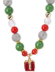 Conjunto de pulsera y collar con cuentas navideñas para niñas
