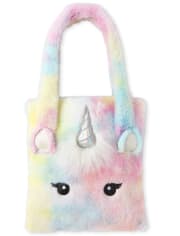 Girls Unicorn Faux Fur Tote Bag