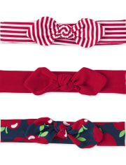 Baby Girls Apple Bow Headwrap 3-Pack