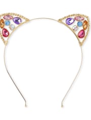 Girls Jeweled Cat Ears Headband