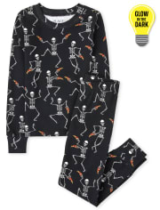 Unisex Kids Glow Dancing Skeleton Snug Fit Cotton Pajamas