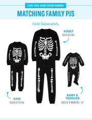 Unisex Adult Matching Family Glow Skeleton Of Fun Fleece One Piece Pajamas