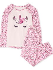 Girls Floral Unicorn Pajamas