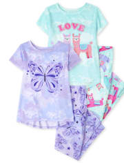 Girls Llama Butterfly Pajamas 2-Pack