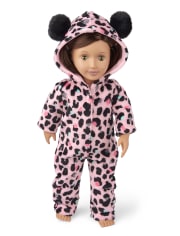 Doll Mommy And Me Leopard Fleece One Piece Pajamas