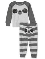 Pijamas de algodón ajustados con perezosos para bebés y niños pequeños