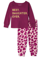 Baby And Toddler Girls Best Daughter Snug Fit Cotton Pajamas