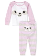 Baby And Toddler Girls Sloth Snug Fit Cotton Pajamas