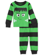 Pijama unisex de algodón con ajuste ceñido Frankenstein para bebés y niños pequeños