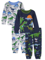 Baby And Toddler Boys Dino Snug Fit Cotton Pajamas 2-Pack