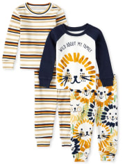 Baby And Toddler Boys Lion Snug Fit Cotton Pajamas 2-Pack