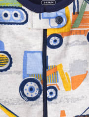 Pijamas de una pieza de algodón ajustados de construcción para bebés y niños pequeños