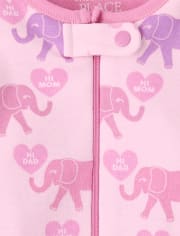 Pijama de una pieza de algodón con ajuste ceñido de elefante para niñas pequeñas y bebés