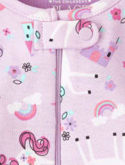 Pijama de una pieza de algodón con ajuste ceñido de unicornio para bebés y niñas pequeñas