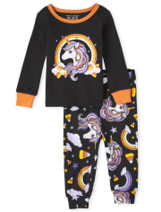 Baby And Toddler Girls Halloween Unicorn Snug Fit Cotton Pajamas