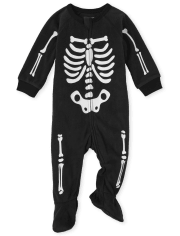 Unisex Baby And Toddler Matching Family Glow Skeleton Of Fun Fleece One Piece Pajamas