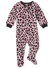 Baby And Toddler Girls Mommy And Me Leopard Fleece One Piece Pajamas