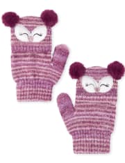 Girls Owl Hat And Mittens Set