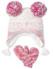 Toddler Girls Confetti Hat And Mittens Set