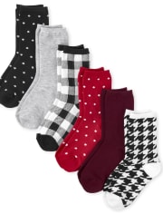 Girls Buffalo Plaid Crew Socks 6-Pack