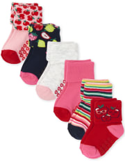 Toddler Girls Fruit Turn Cuff Socks 6-Pack