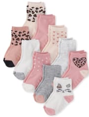 Toddler Girls Leopard Midi Socks 10-Pack