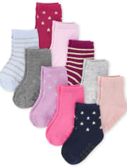 Toddler Girls Striped Midi Socks 10-Pack