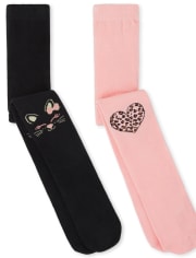 Pack de 2 medias para niñas pequeñas con forma de gato y corazón