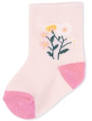 Calcetines midi de flores para bebé niña, paquete de 6