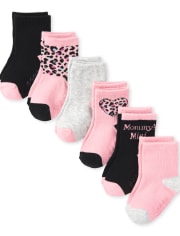 Baby Girls Leopard Midi Socks 6-Pack