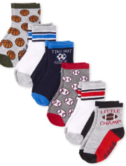 Lot de 6 chaussettes de sport mi-longues pour tout-petit garçon