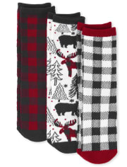 Unisex Toddler Matching Family Buffalo Plaid Crew Socks 3-Pack