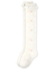 Calcetines para botas de pointelle con flores para niña