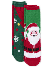 Paquete de 2 calcetines unisex para niños a juego con Papá Noel familiar