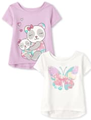 Toddler Girls Butterfly Panda Top 2-Pack