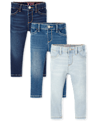 Lot de 3 jeggings en denim extensible pour bébé et toute-petite fille