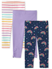 Paquete de 3 calzas arcoíris para niñas pequeñas