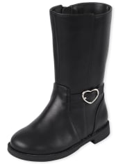 Toddler Girls Heart Buckle Tall Boots BLACK The Children s Place CA