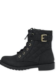 Girls Quilted Lace Up Booties
