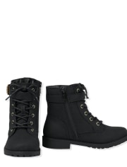 Girls Quilted Lace Up Booties