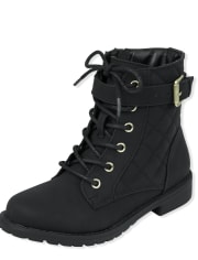 Girls Quilted Lace Up Booties