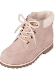 Toddler Girls Heart Eyelet Lace Up Booties
