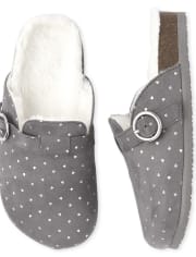 Girls Heart Foil Clogs