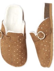 Girls Heart Foil Clogs