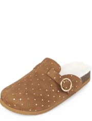 Girls Heart Foil Clogs